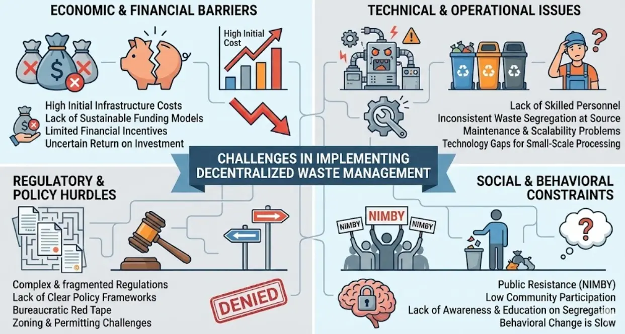 challenges in implementing decentralized waste mgmt